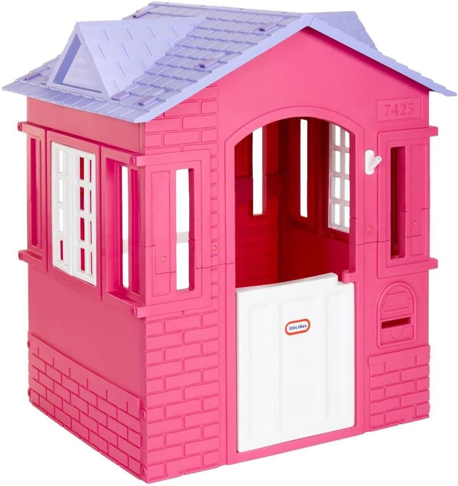 Little Tikes Cape Cottage Pretend Princess Playhouse para niños, interior, exterior, con puertas y ventanas de trabajo, para niños pequeños de más de 2años,rosa,grande