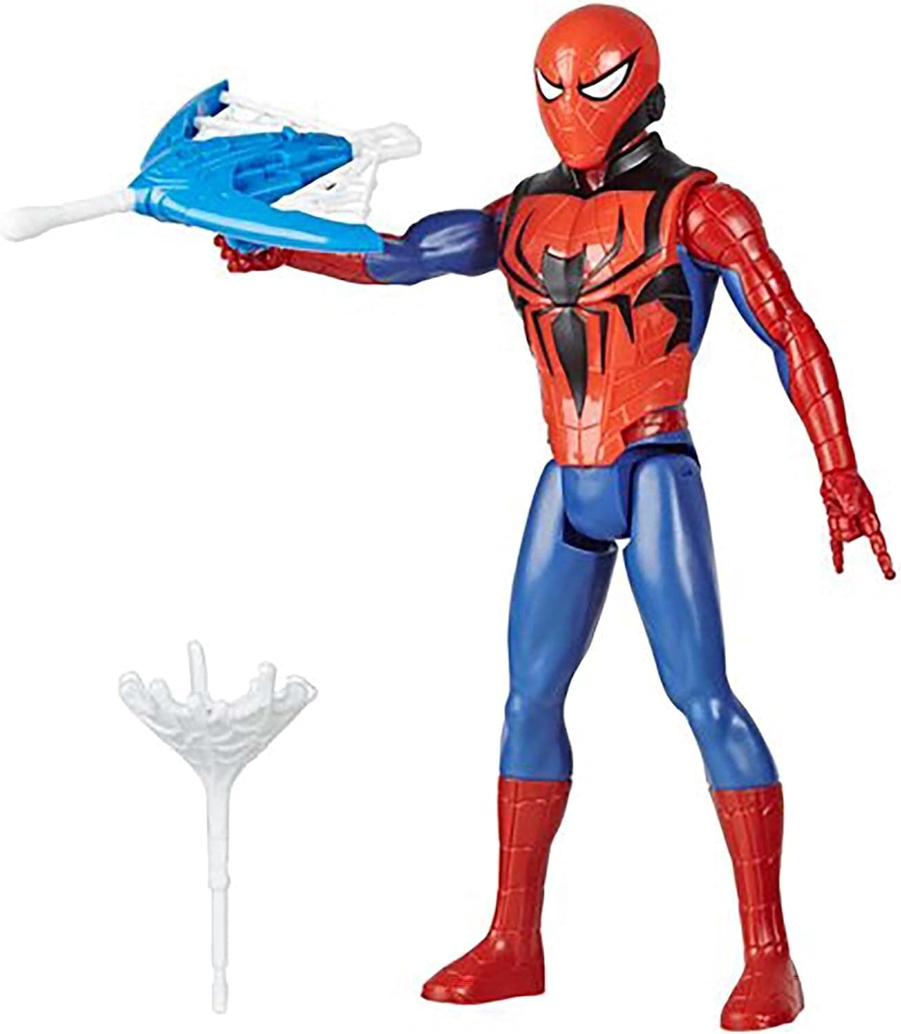 Juguete de figuras de acción de Marvel Spider-Man Titan Hero Series Blast Gear con bláster, 2 proyectiles y 3 accesorios de armadura, para niños a partir de 4 años