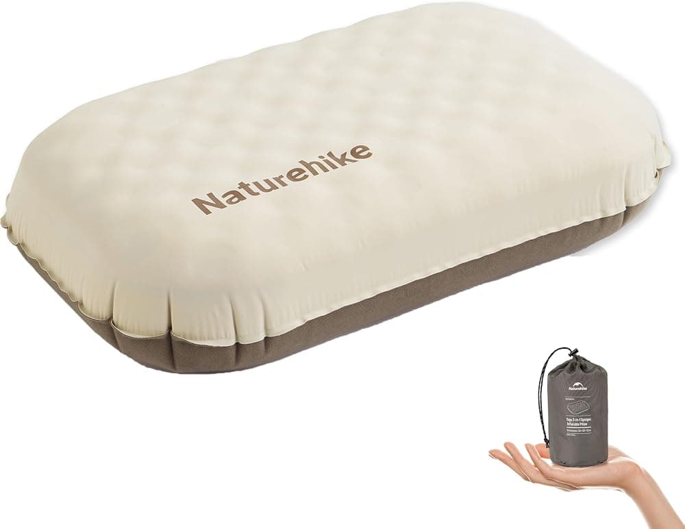 Naturehike Almohada de cama de espuma inflable ultraligera de 5.7 oz, almohadas ergonómicas de firmeza ajustable para acampar para viajes, caminatas, mochileros, hogar, 2024 Asia Outdoor Gear Awards