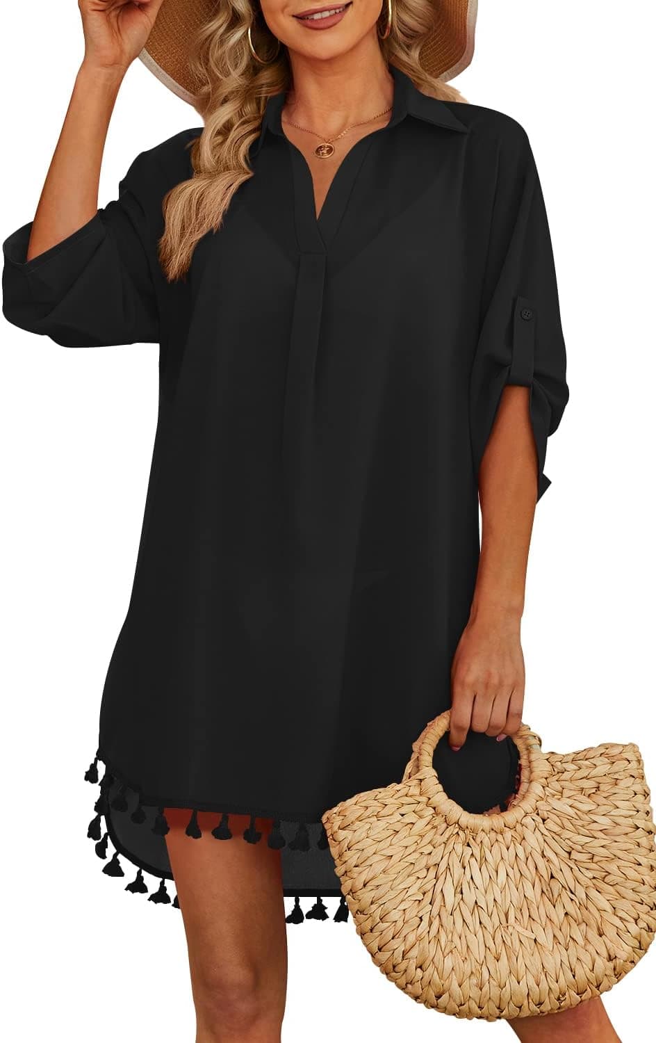 Yincro Traje de baño para mujer, camisa con borlas, traje de baño para playa