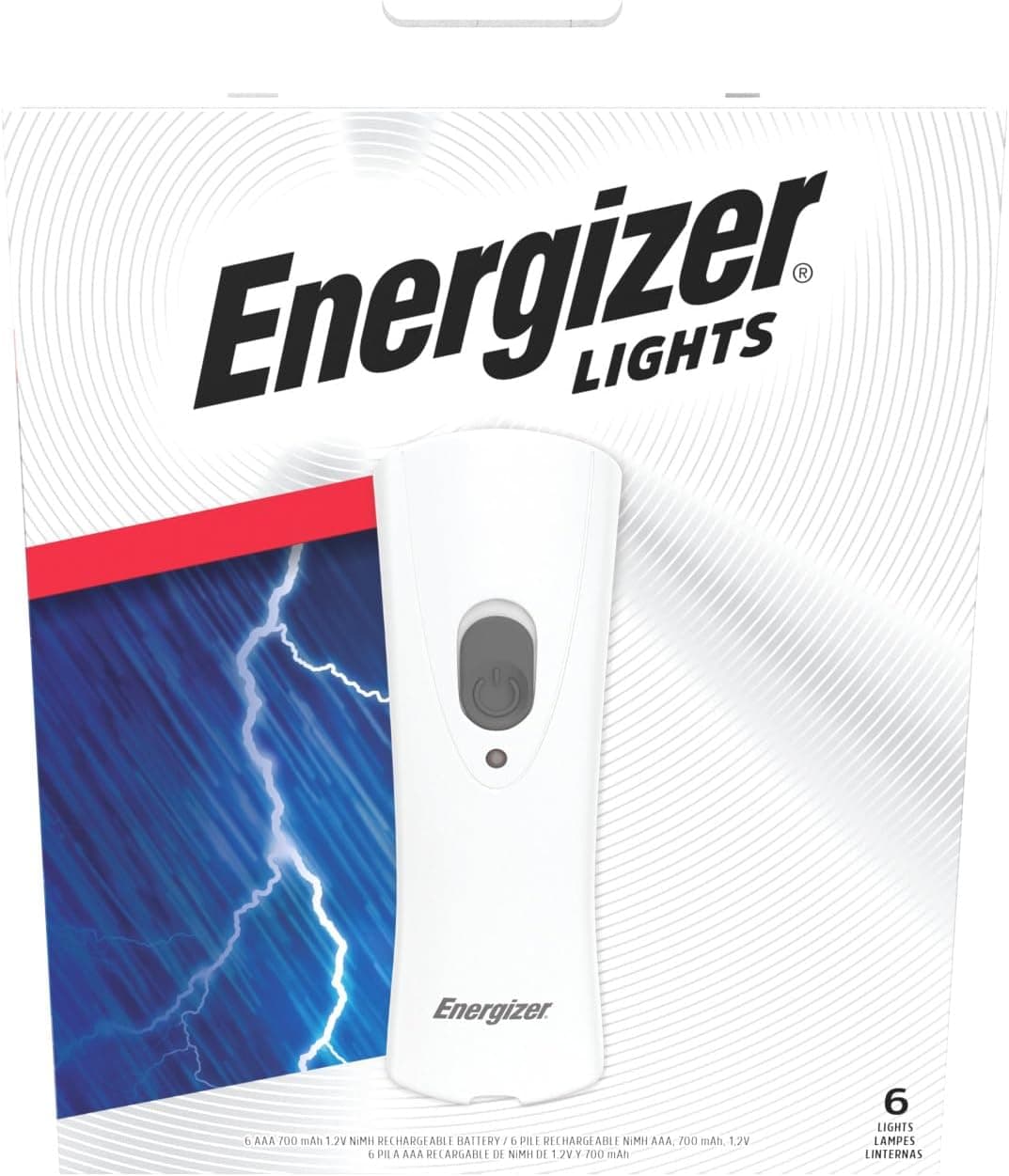 Energizer Linternas LED de encendido automático recargables (paquete de 6) para fallas de energía en el hogar, linterna LED enchufable para cortes de energía, luz nocturna, preparación para huracanes