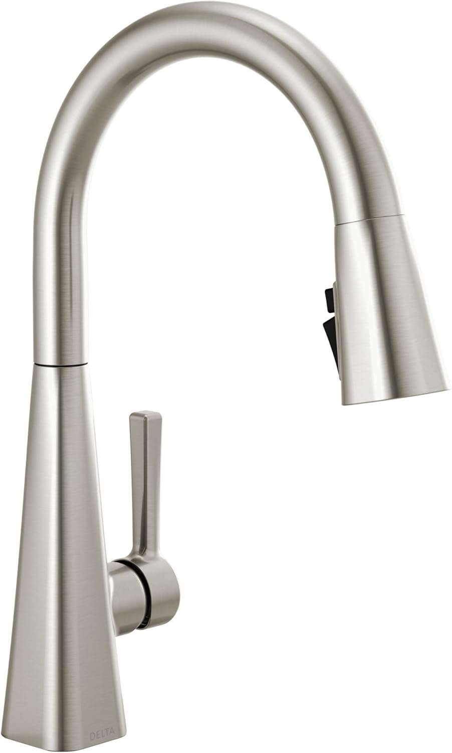 Delta Lenta Grifo de cocina de níquel cepillado con rociador desplegable, moderno grifo de fregadero de cocina de un solo orificio, manija única, SpotShield inoxidable 19802Z-SP-DST