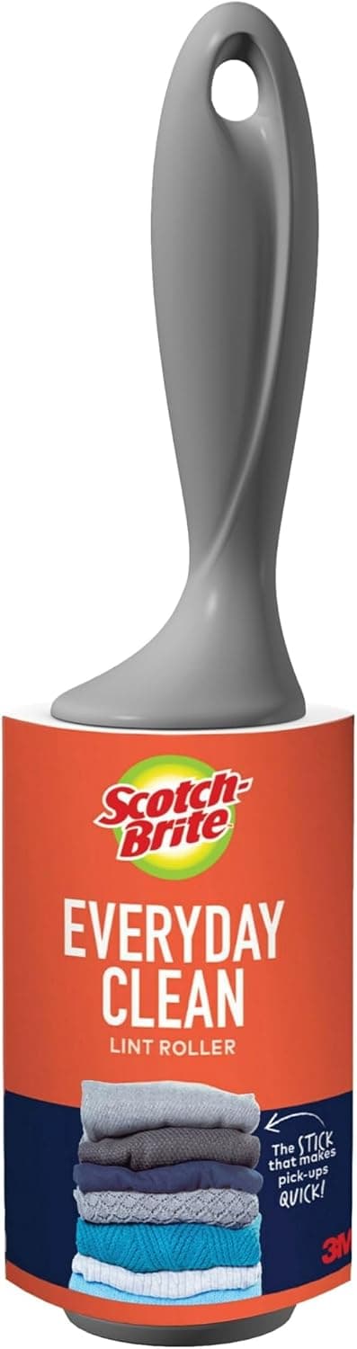 Rodillo de pelusa Scotch-Brite, 100 hojas (rodillo único) – Eliminador de pelusa pegajoso para pelo de mascotas, polvo y pelusa en ropa y muebles
