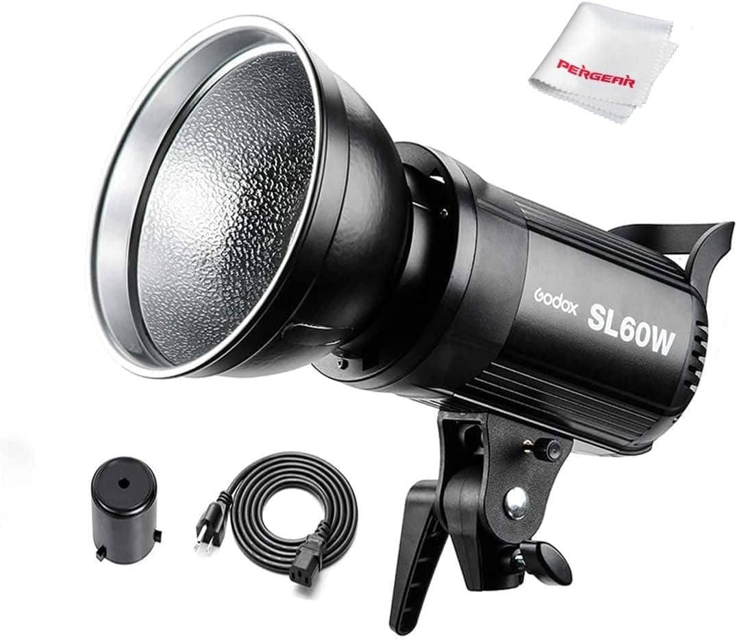 Godox SL-60W, luz de vídeo LED versión mejorada, CRI95+ Qa>90 5600±300K Luz de vídeo continua LED con montaje Bowens, sistema de agrupación de 433MHz | Luz diurna de 5600 K, CRI 95+, montura Bowens, brillo ajustable y sistema de agrupación inalámbrico de 433 MHz
