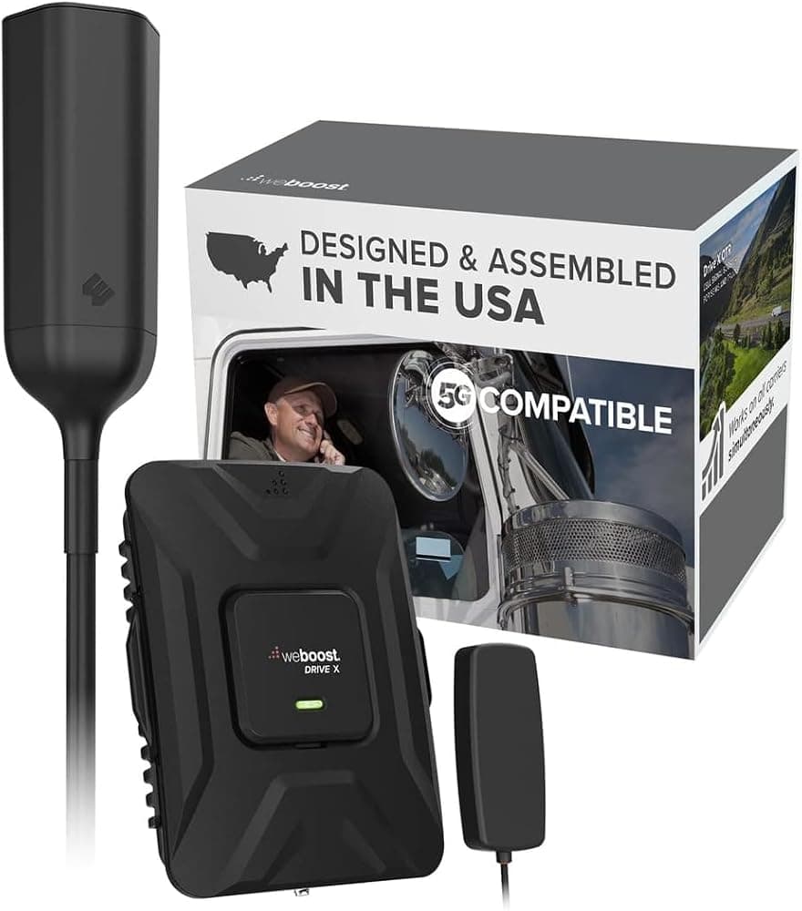 Drive 4G-X OTR (470210) Amplificador de señal de teléfono celular para camión | Empresa estadounidense | Todas las redes y operadores: Verizon, AT&T, T-Mobile, Sprint y más | Aprobado por la FCC