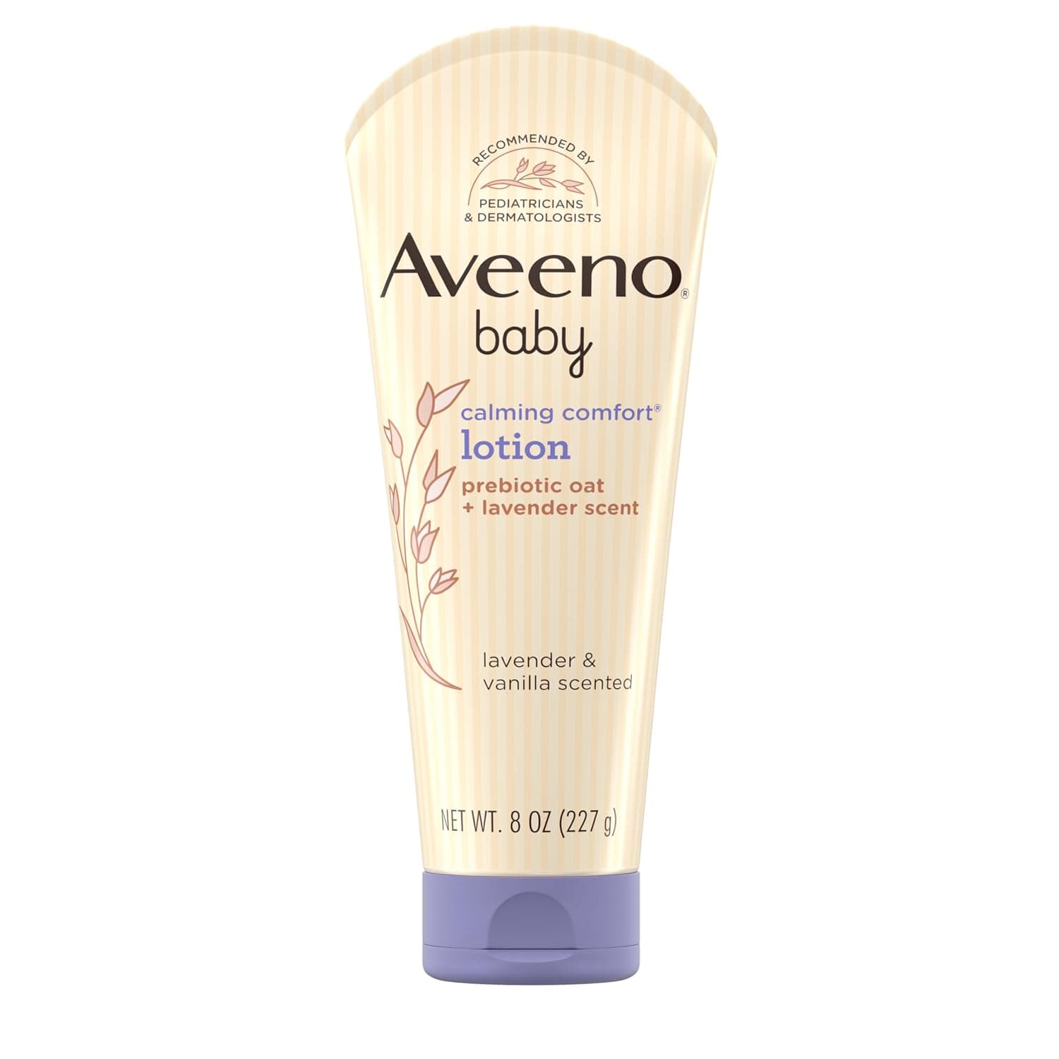 Aveeno Baby Calming Comfort Loción corporal hidratante con aromas relajantes de lavanda y vainilla, loción para bebés no grasosa, avena natural y dimeticona, sin parabenos ni ftalatos, 8 fl. onzas | Aromas relajantes de lavanda y vainilla, loción para bebés no grasosa, avena natural, sin parabenos ni ftalatos añadidos