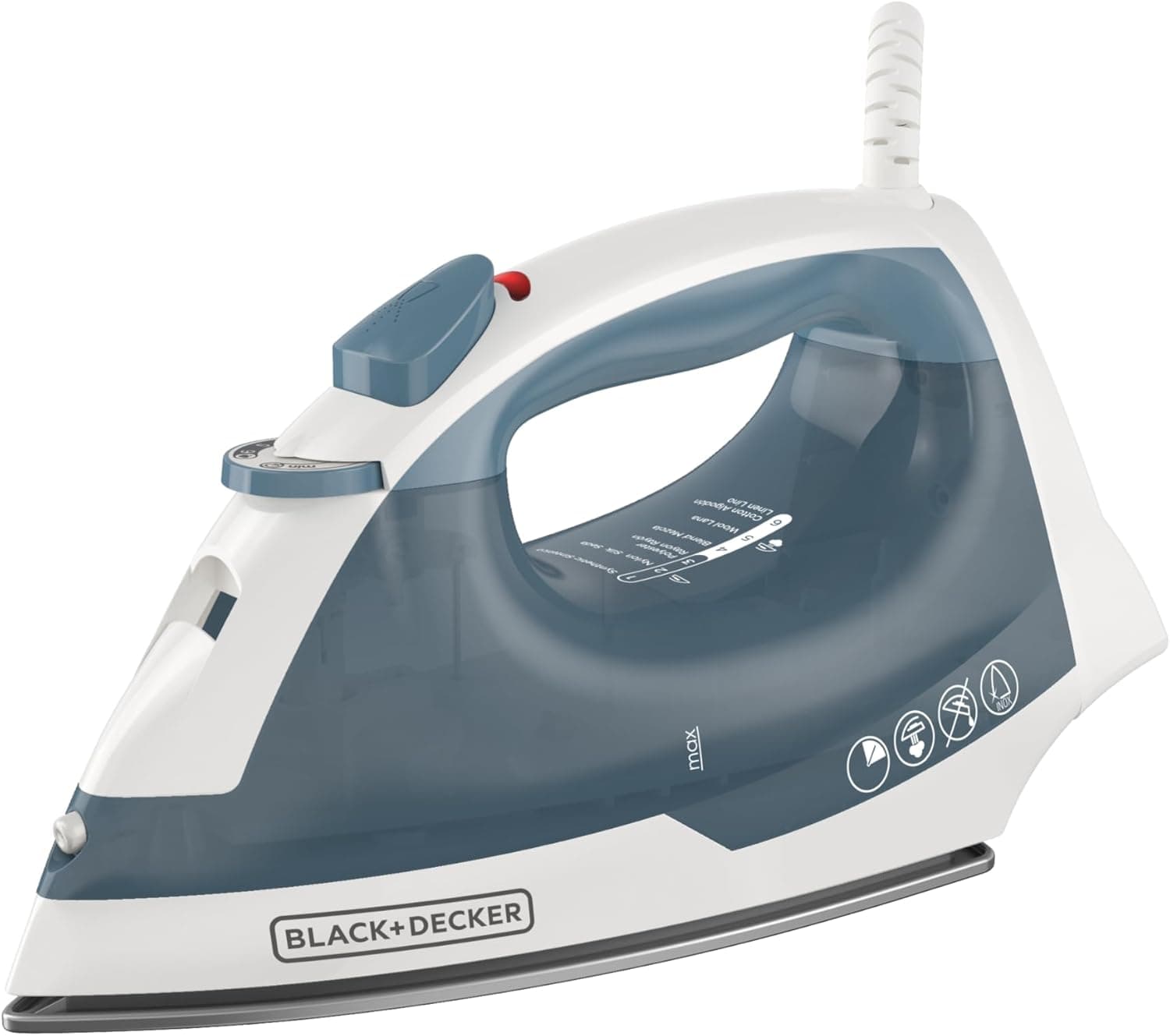 BLACK+DECKER Plancha Compacta Easy Steam para Ropa, Apagado Automático, Placa Antiadherente, Peso Ligero, 1200 Watts