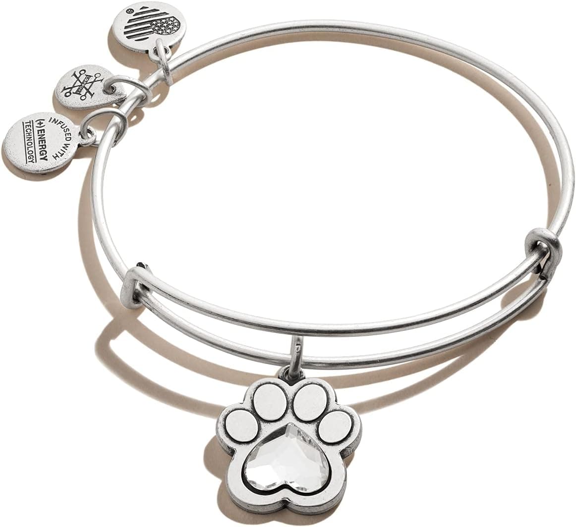 Brazalete con dije de amor con huellas de huellas de cristal de Alex y Ani