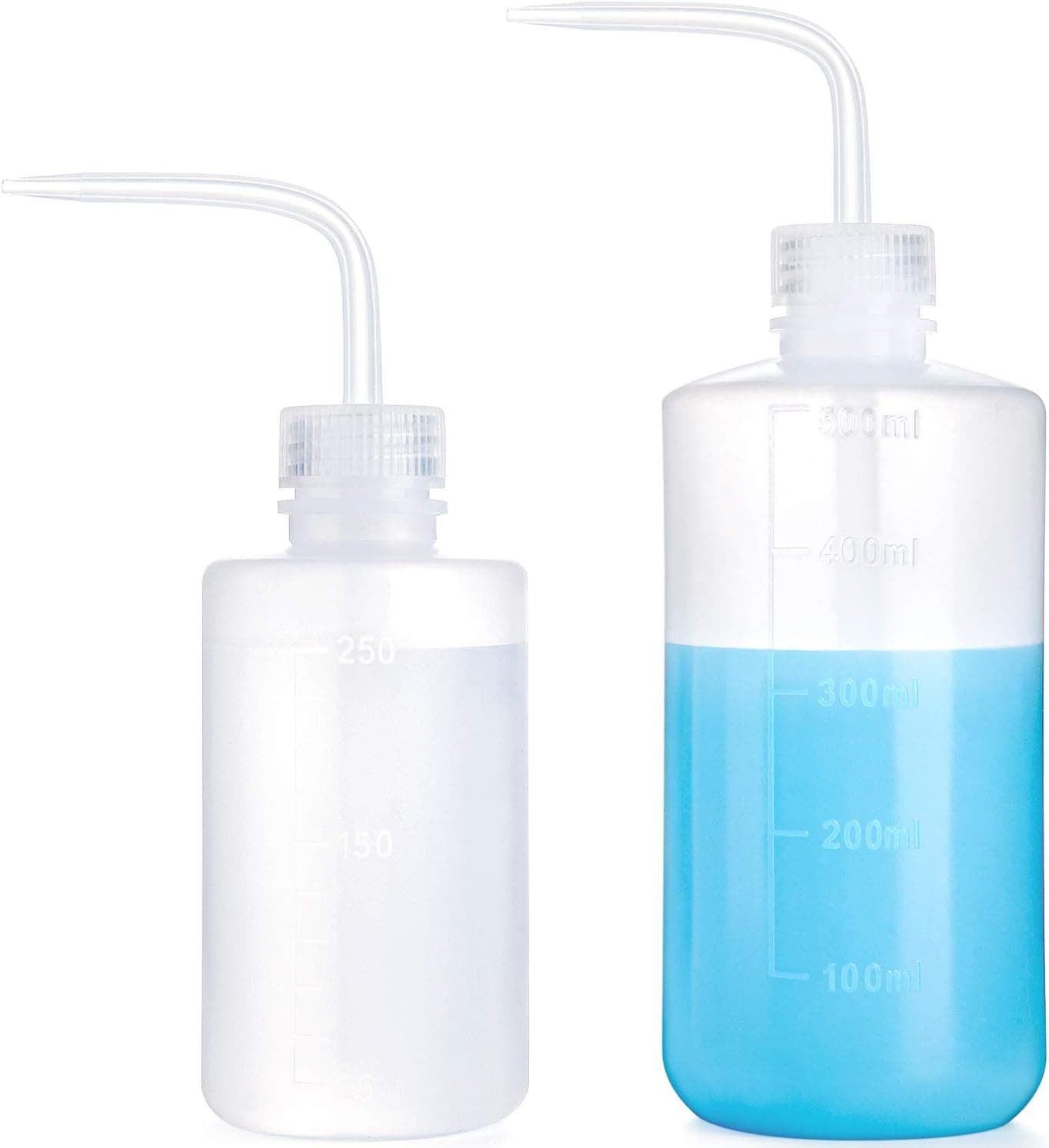 Mkono Paquete de 2 botellas de riego para suculentas exprimibles, regadera de 250 ml y 500 ml | Lata blanca pequeña, vertido preciso con boca curva, para plántulas y violetas africanas, plástico de seguridad, uso de flores para plantas de interior