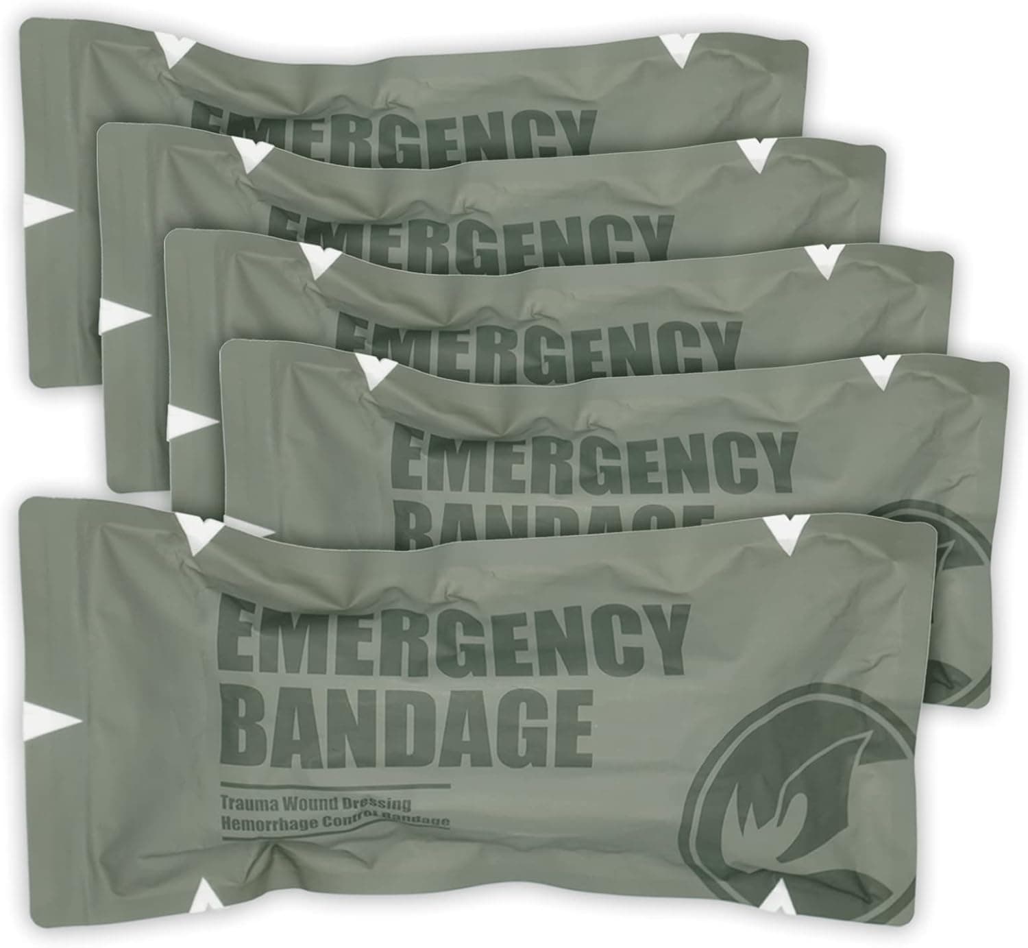 RHINO RESCUE Vendaje de emergencia israelí de 6 pulgadas, apósito táctico IFAK 5 piezas | Apósito de combate estéril, hemostasia rápida, operación con una sola mano, elasticidad elástica, vendaje de compresión para heridas