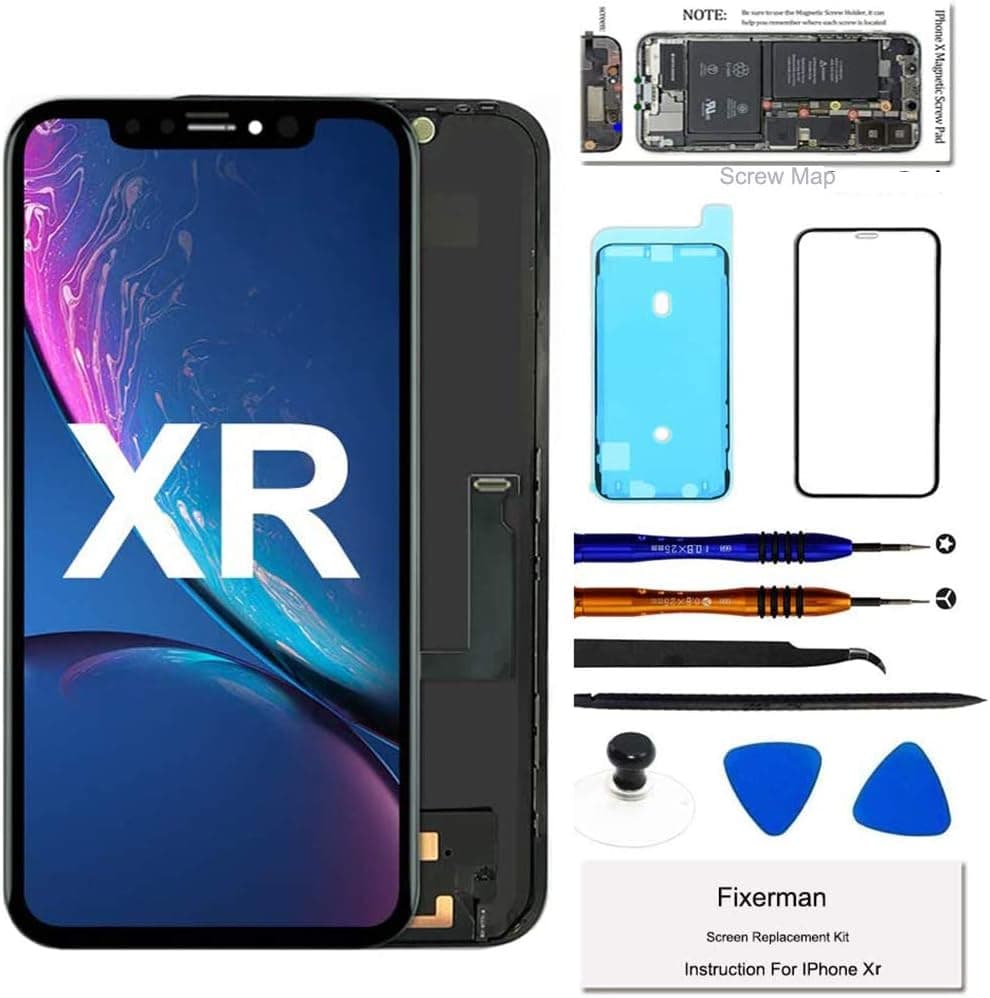 Fixerman for iPhone XR Screen Replacement 6.1 inch | LCD Display Touch Screen Digitizer Assembly with Repair Tools, Compatible with Model A1984, A2105, A2106, A2108