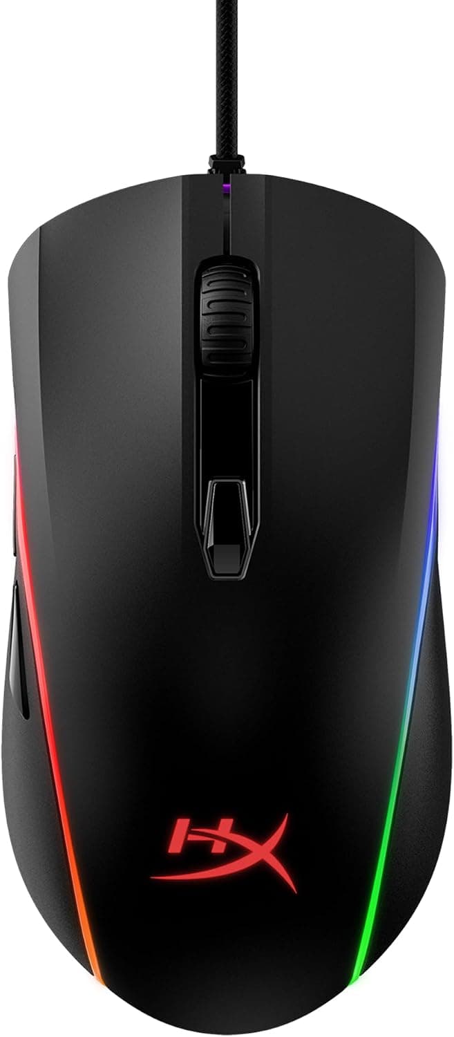 HyperX Pulsefire Surge - Ratón Óptico para Juegos con Cable RGB, Sensor Pixart 3389 hasta 16000 DPI, Ergonómico, 6 Botones Programables, Compatible con Windows 10/8.1/8/7 - Negro