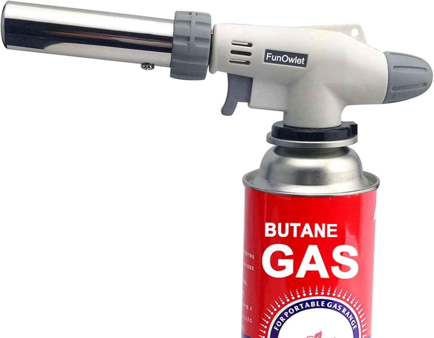 Antorcha de butano encendedor de cocina antorchas culinarias cabeza | Uso inverso con llama ajustable, ideal para cocinar con chef, crema, brulée, barbacoa, horneado, soldadura casera, gas no incluido