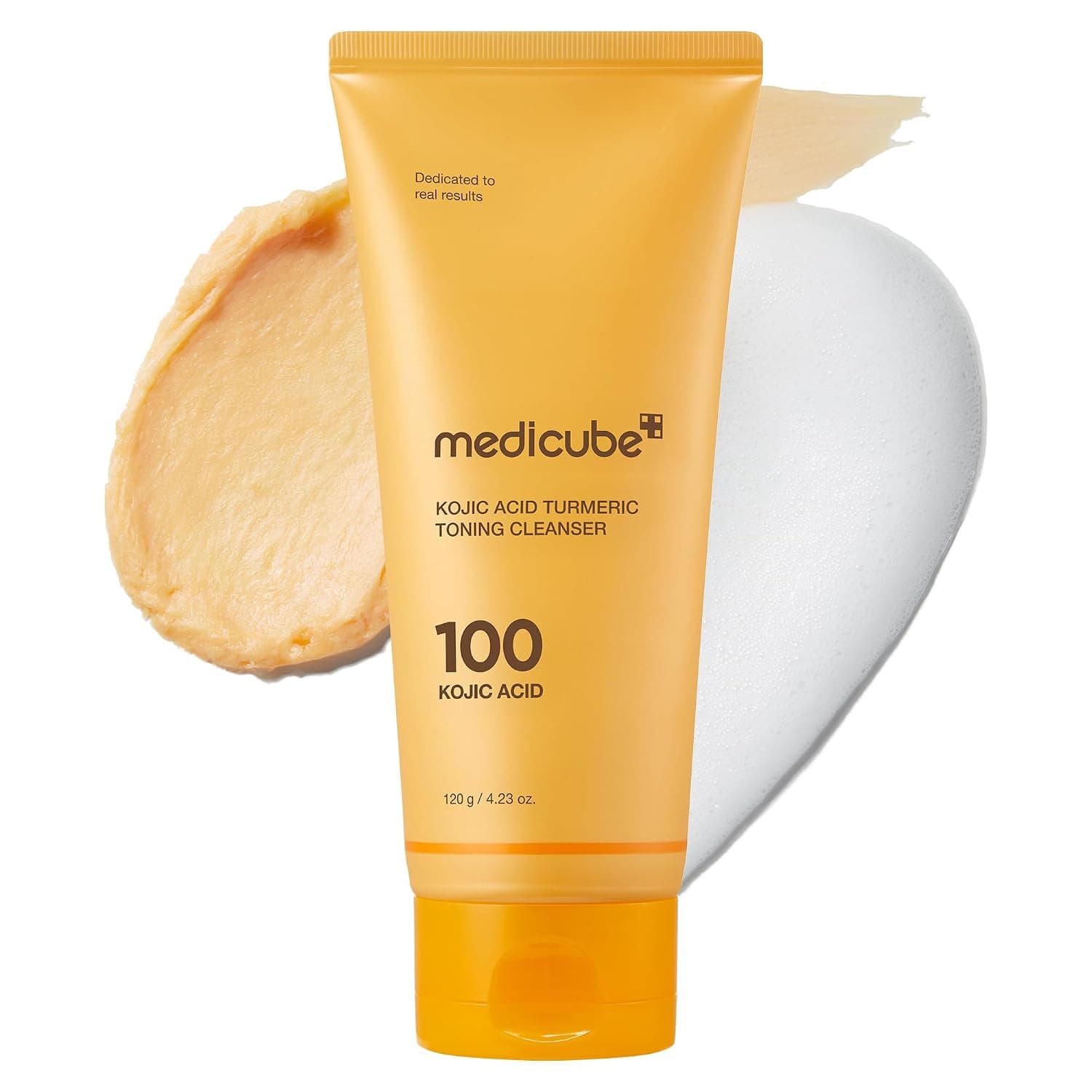 Limpiador facial medicube Limpiador de látigo de cúrcuma con ácido kójico para iluminar | Espuma limpiadora para equilibrar: apariencia descolorida de parches desiguales, ideal para usar después del cuidado de manchas, cuidado de la piel coreano, 4.23 oz