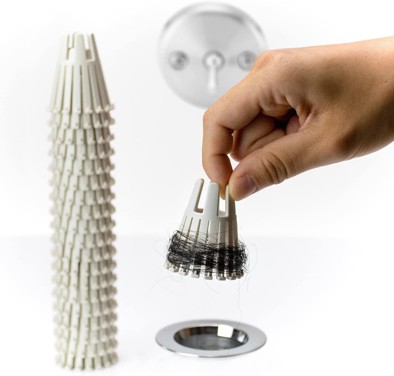 Paquete de 20 garras desechables | Trampa coladora de pelo para bañera para drenaje de bañera de tamaño estándar de 1,75 pulgadas | Bioplástico ecológico