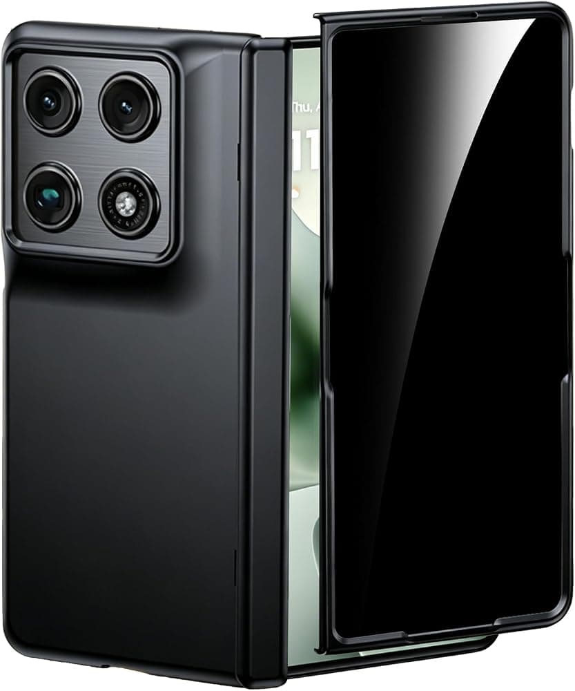Funda para Motorola Razr Fold 2026 con protector de pantalla de privacidad, [protección de bisagra incorporada] a prueba de golpes, cuerpo completo, delgada, minimalista, funda para teléfono empresarial para Moto Razr Fold 5G 2026, color negro