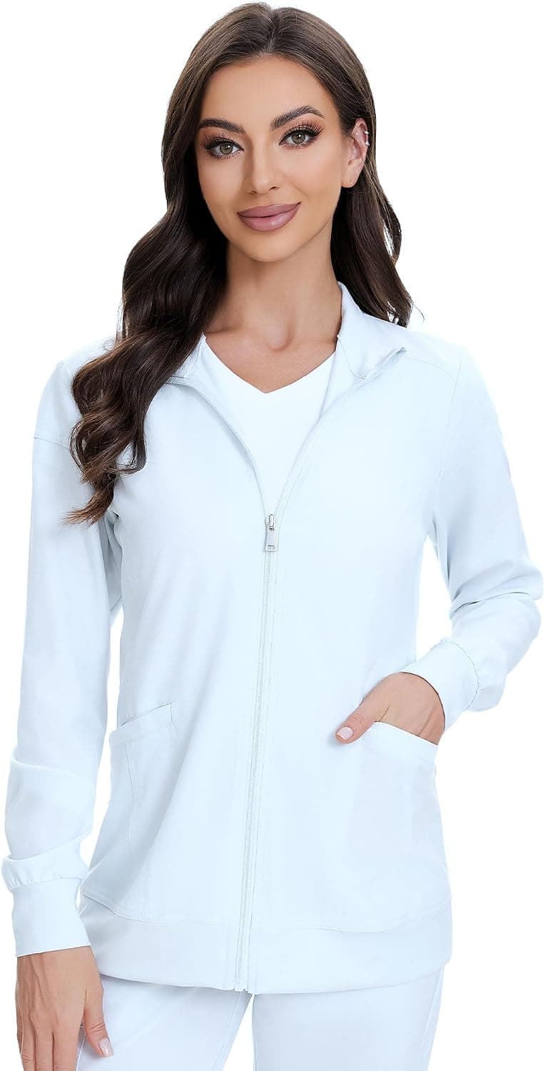 COZYFIT Scrub Jackets for Woman, Zip Front Nurse Jacket | 4-Way Stretch Fabric, Nurse Jacket Layer, Easy Care, For Clinics, Long Shifts, Workwear Layering, Daily Uniforms