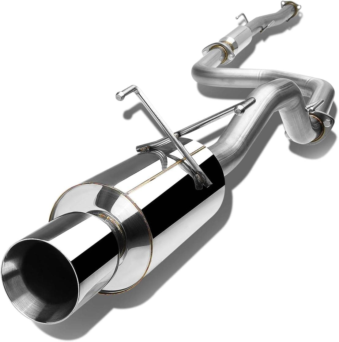 DNA MOTORING CBE-HC922-NRT Sistema de escape con respaldo de gato de acero inoxidable [Compatible con Honda Civic Coupe/Sedan 92-00]