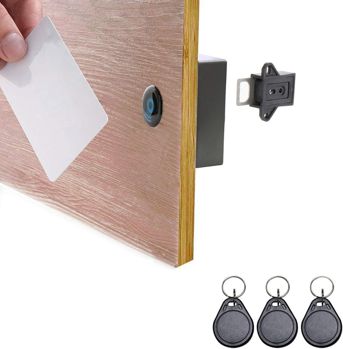 Cerradura electrónica RFID para gabinete, bricolaje oculto para armario de madera, armario, cajón, armario (negro)