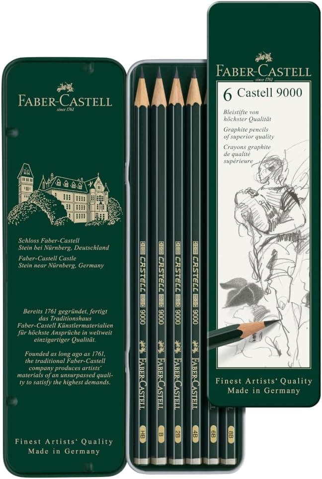 Faber-Castell - Castell 9000 Art Set Lápiz (paquete de 6), Verde