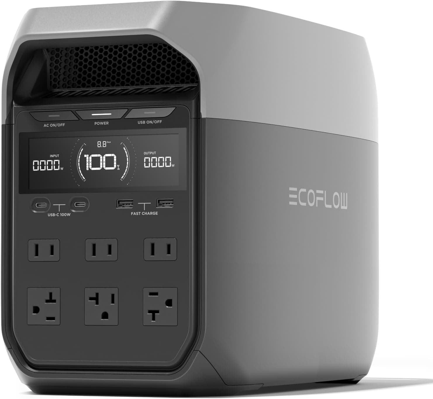 Central eléctrica portátil EF ECOFLOW Delta 3, 1024Wh 1800W | Batería LiFePO4, carga completa en 56 minutos, salida USB-C de 1800 W CA/100 W, generador solar para energía de respaldo en el hogar, camping y vehículos recreativos