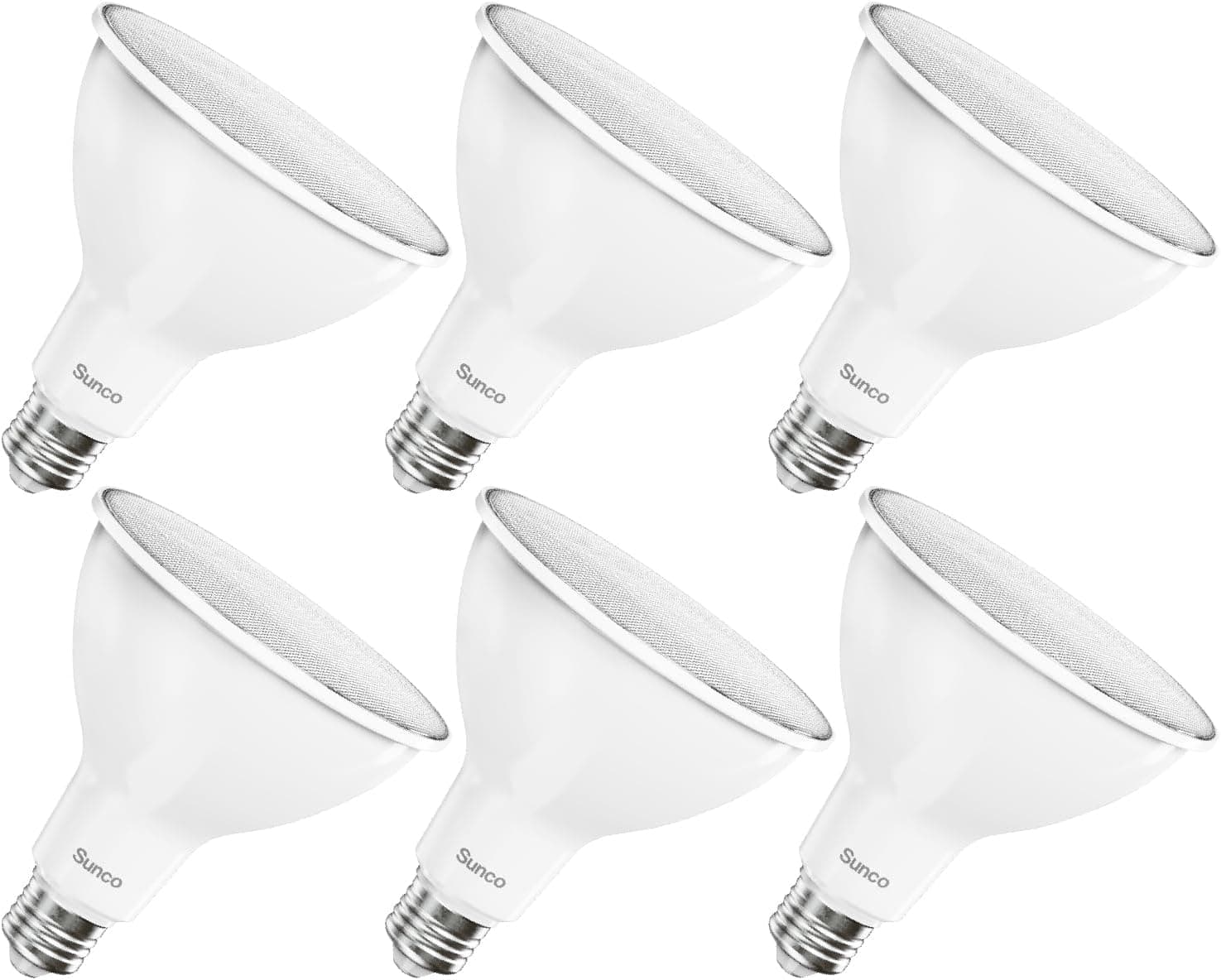 Sunco Paquete de 6 bombillas LED PAR38, 13 W = 100 W, regulable, resistente al agua | 1050LM, 4000K Blanco Frío, Base Media E26, Luz de Inundación de Seguridad para Exteriores, Entrada de Autos, Porche, Patio, Foco para Patio Exterior