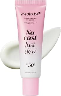 Medicube Protector solar No Cast Just Dew PDRN Suero solar hidratante UV, SPF 50 | Protector solar SPF 50 de rápida absorción con PDRN, pantenol y centella: hidratación y refrigeración ligeras, cuidado de la piel coreano
