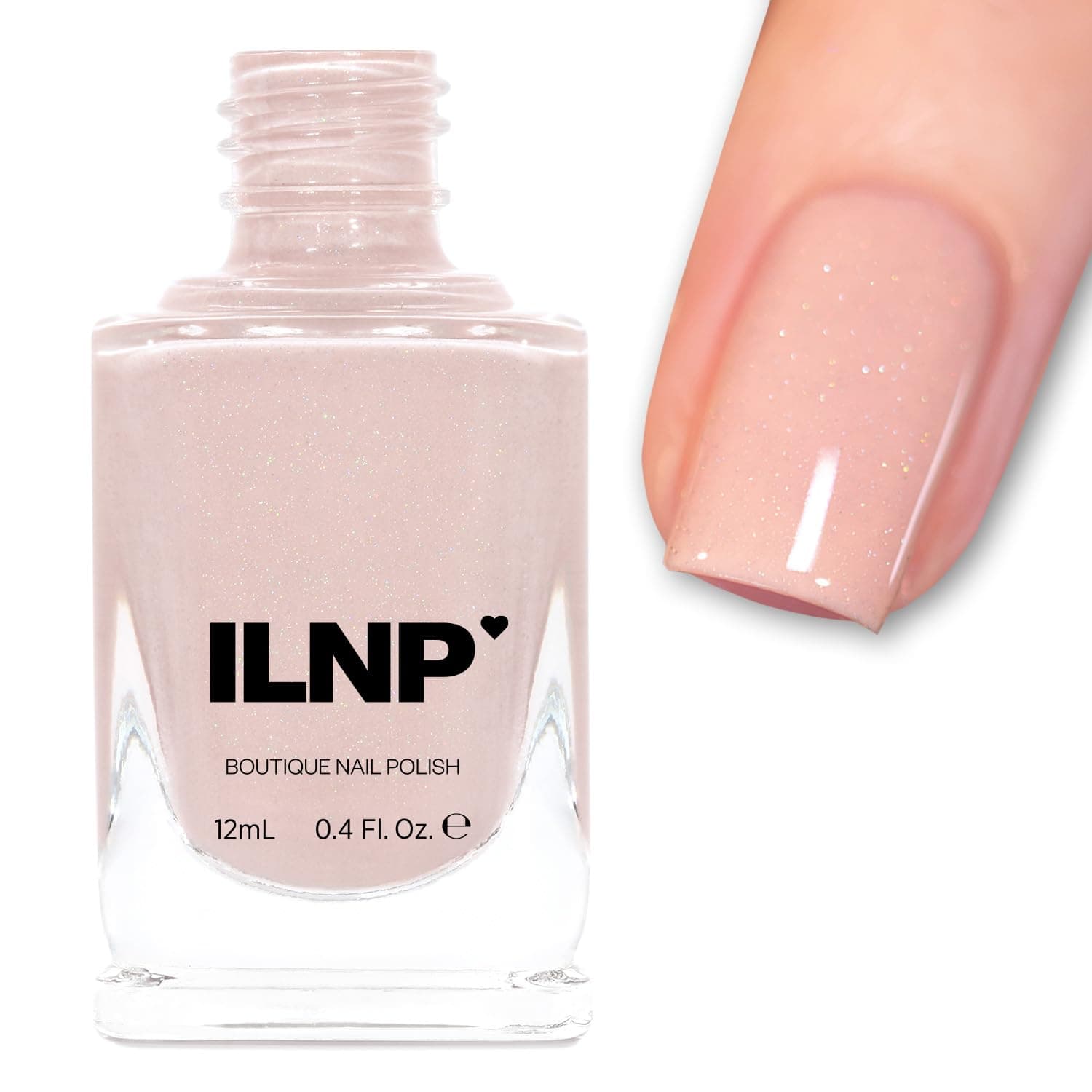 ILNP Rumor Has It - Esmalte de uñas nude Sparkle, esmalte de uñas holográfico beige claro, vegano no tóxico, secado rápido de larga duración, resistente a las astillas, sin gel