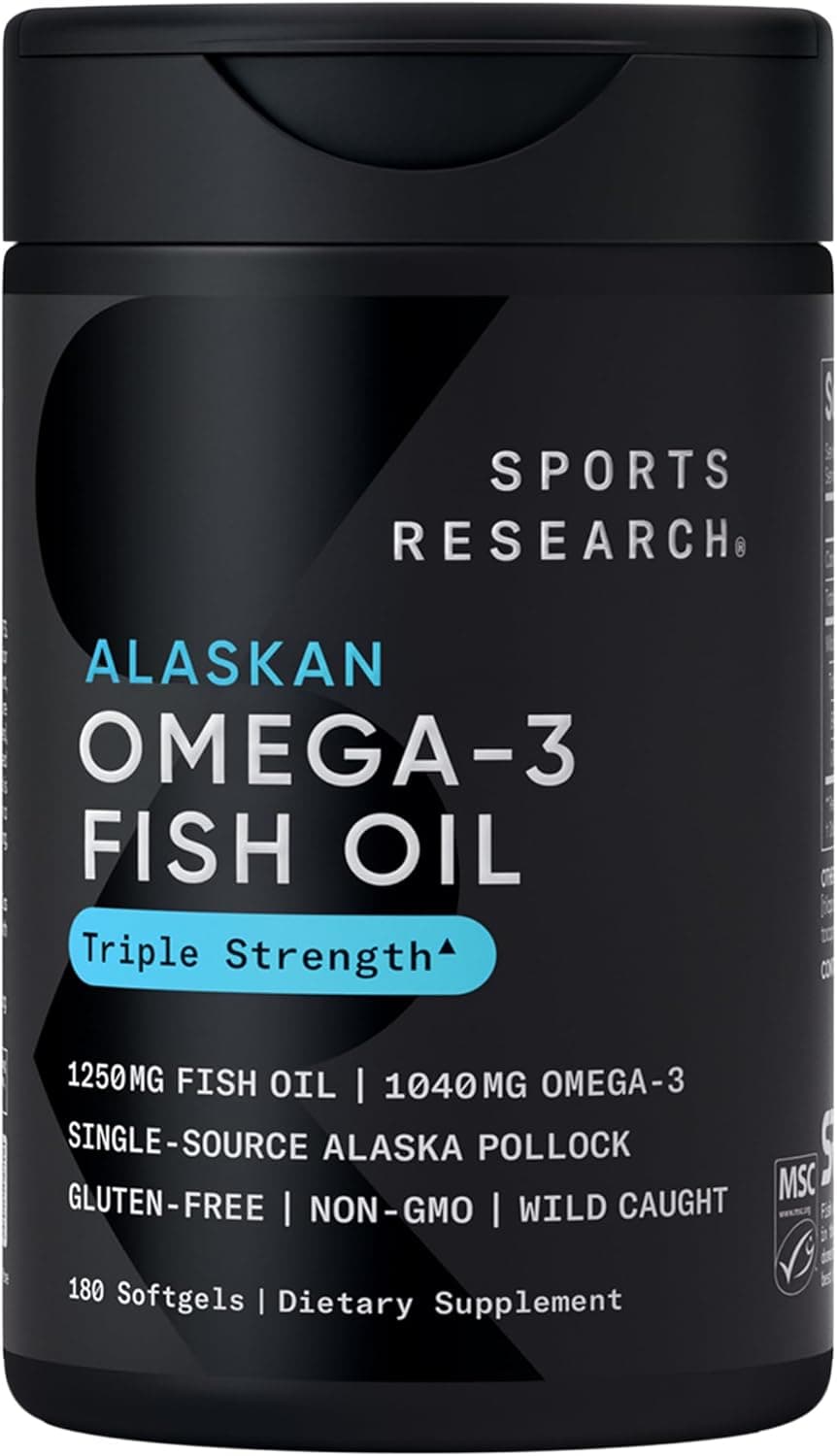 Sports Research® Aceite de pescado Omega-3 1250 mg de abadejo salvaje de Alaska, 180 unidades