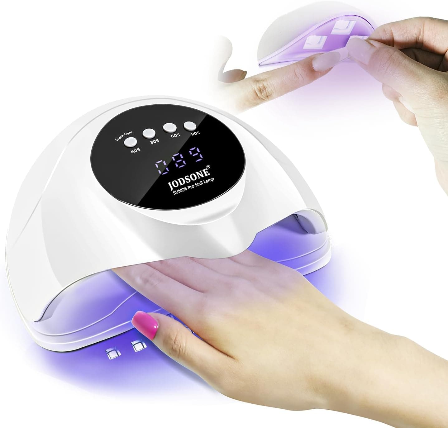 Lámpara de uñas LED JODSONE U V, diseño 2 en 1 para punta de uñas y esmalte de uñas de gel de curado rápido con sensor inteligente de 4 temporizadores