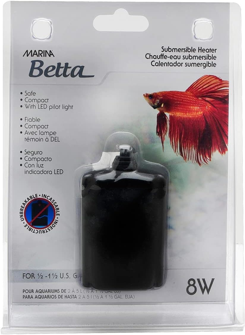 Calentador sumergible Marina Betta Fish 8W | Para acuarios con peceras de hasta 1,5 galones estadounidenses (5 L)