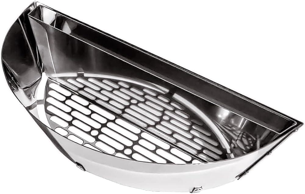 Inserto de cesta de carbón Slow 'N Sear® Deluxe para parrillas Weber de 22"– Accesorio de cocina patentado de dos zonas de acero inoxidable con depósito de agua extraíble para ahumado bajo y lento