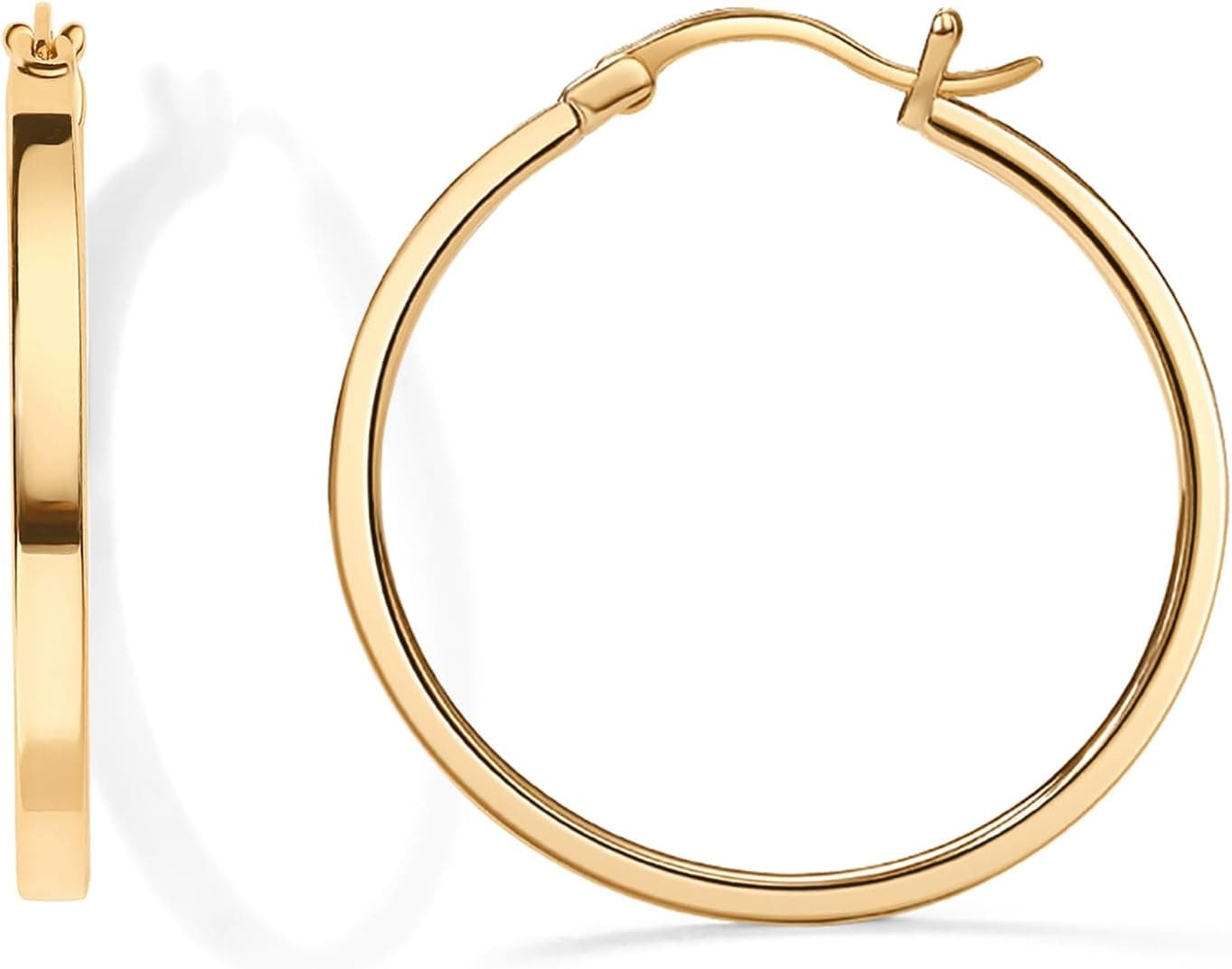 Pendientes de aro de oro PAVOI para mujer, aros ligeros chapados en oro de 14K