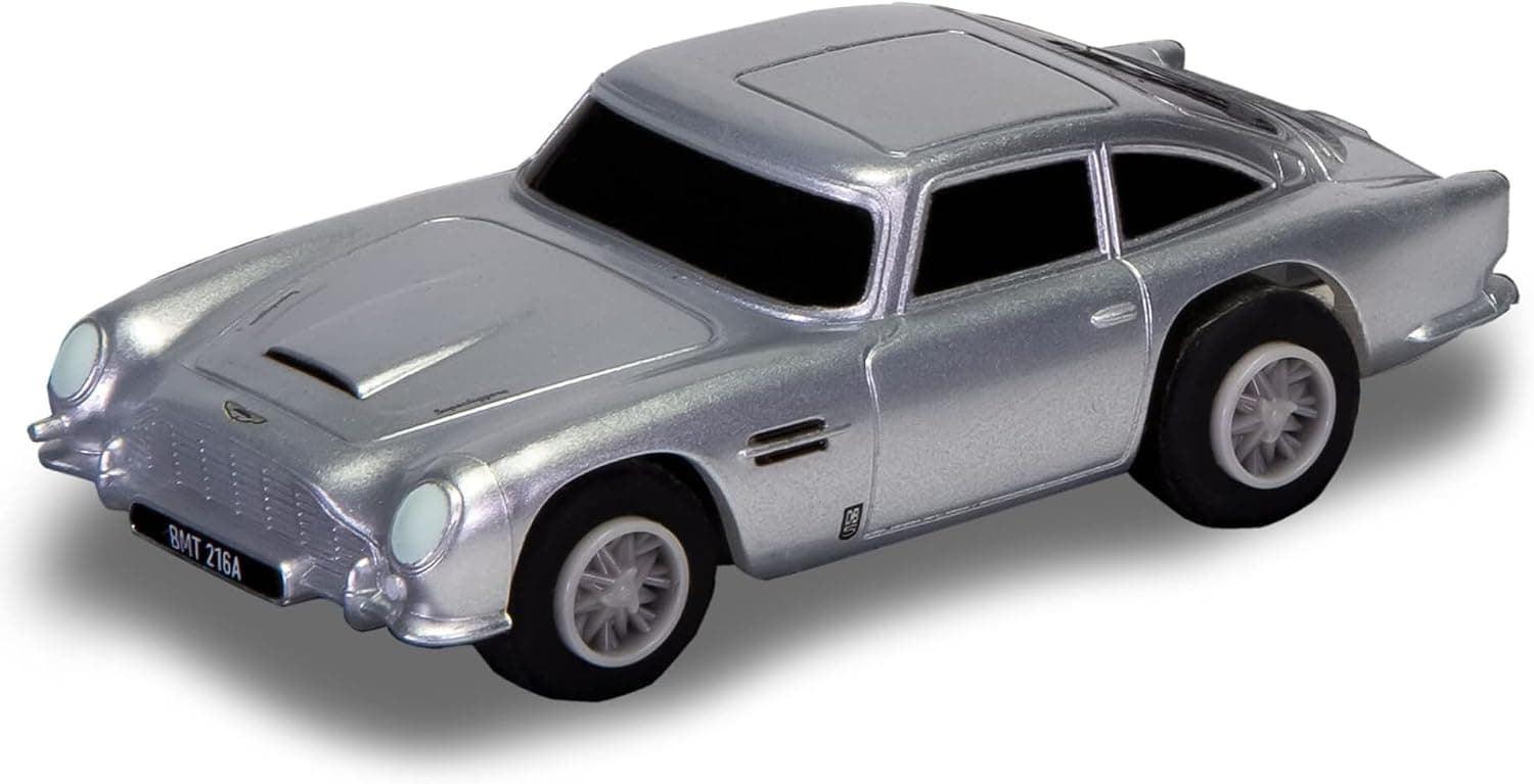 Scalextric Micro James Bond Goldfinger Aston Martin DB5 1:64 Slot Race Car G2221, Silver