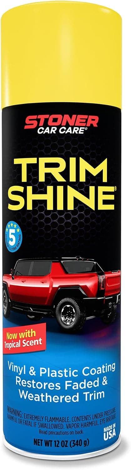 Stoner Car Care 91034 Trim Shine - Restaurador de molduras y plástico negro para automóviles - Recubrimiento protector de molduras de vinilo y plástico para uso interior y exterior - Secado rápido sin cabestrillo - 12 oz