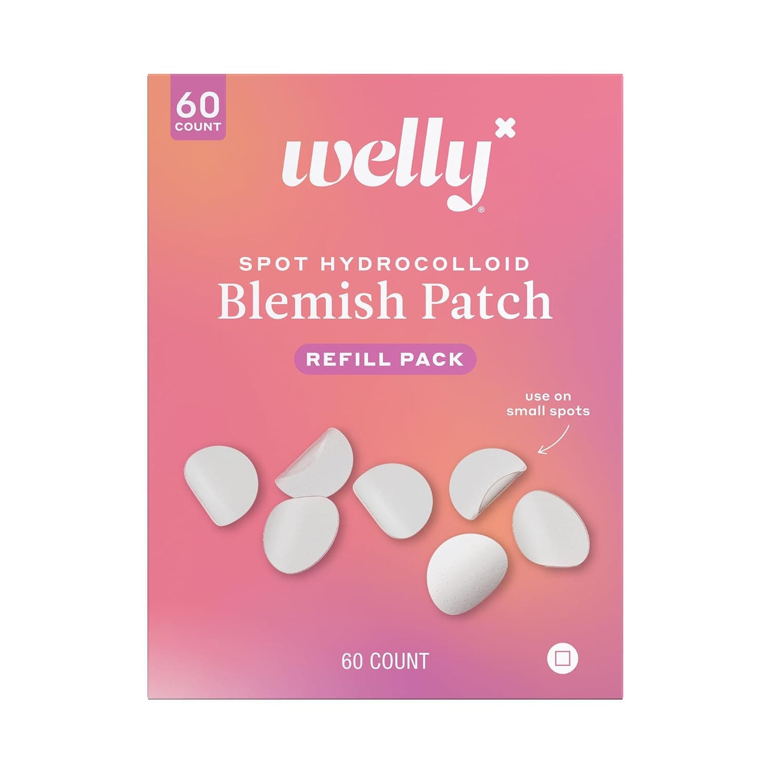 Welly Bandages - Face Saver, Hydrocolloid, Adhesive Small Spot Shape, Clear Value Pack - 60ct