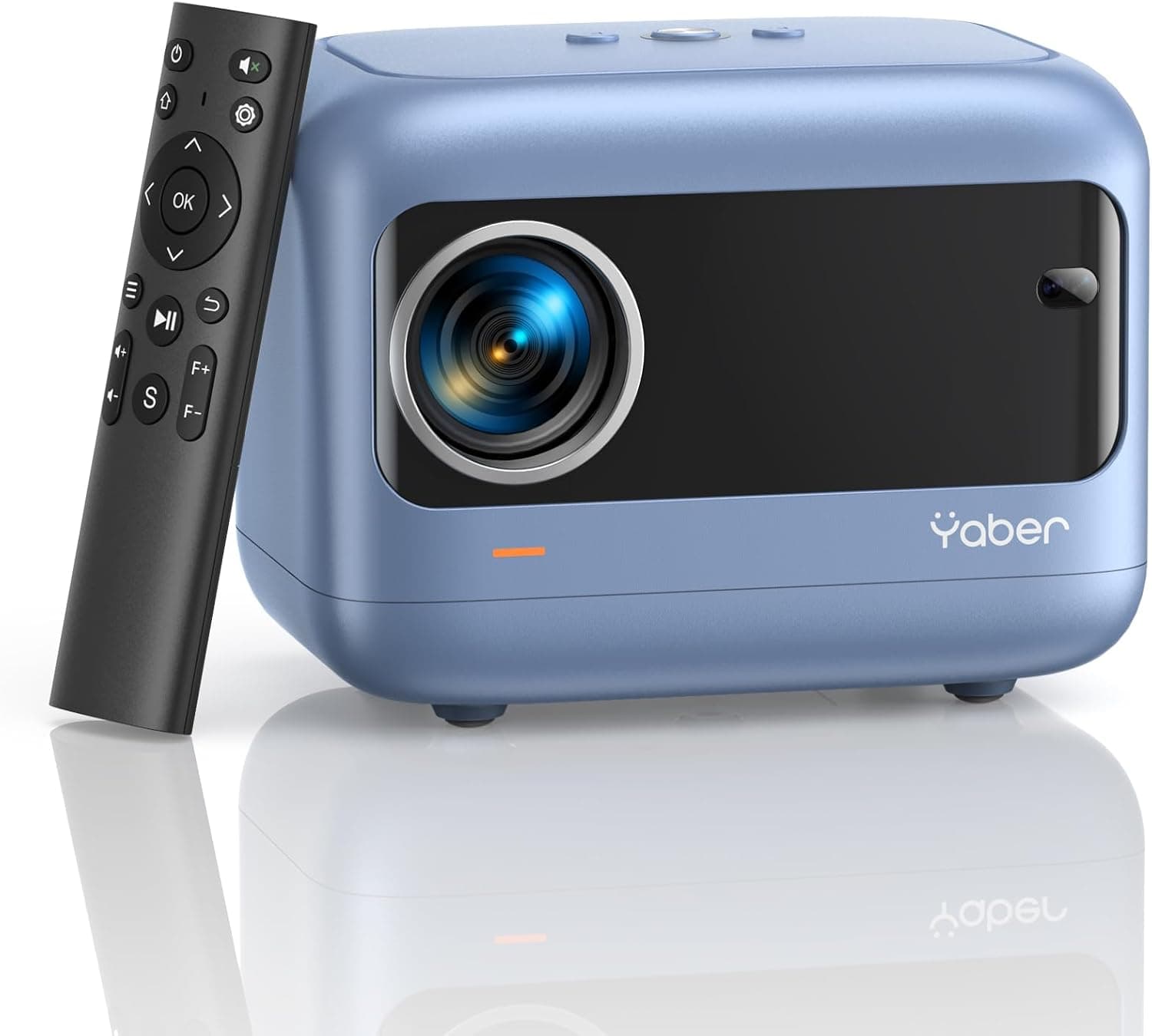 [Enfoque eléctrico] Mini proyector YABER con WiFi 5G y Bluetooth 5.2, proyector portátil 1080P compatible con corrección trapezoidal de ±40°, proyector para exteriores para teléfono/TV Stick/portátil/PS5 (azul)