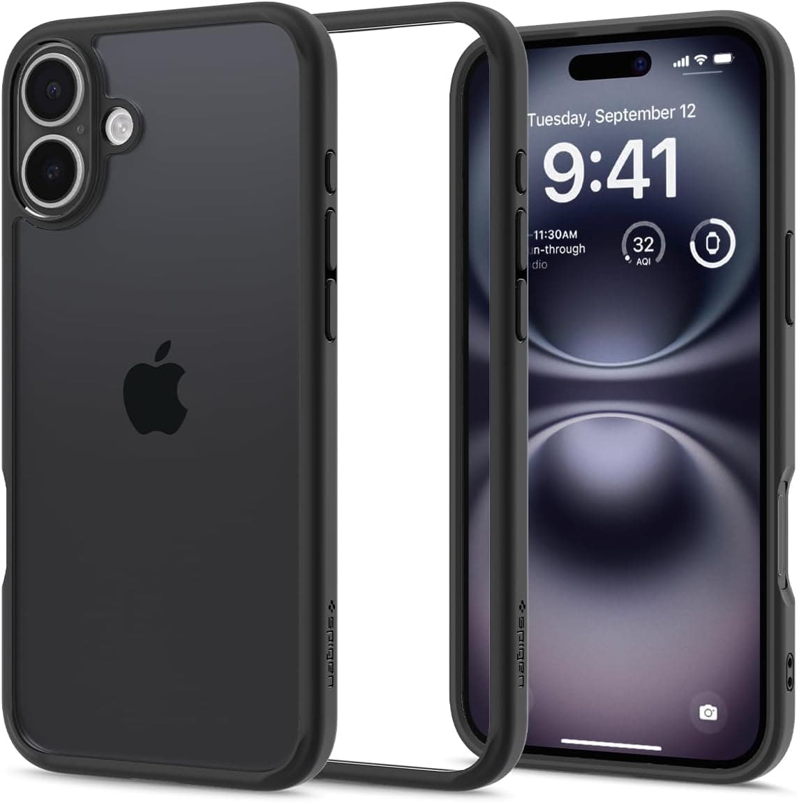Funda Spigen para iPhone 16, ultra híbrida [sin anillo magnético] [antiamarillamiento] - negro mate
