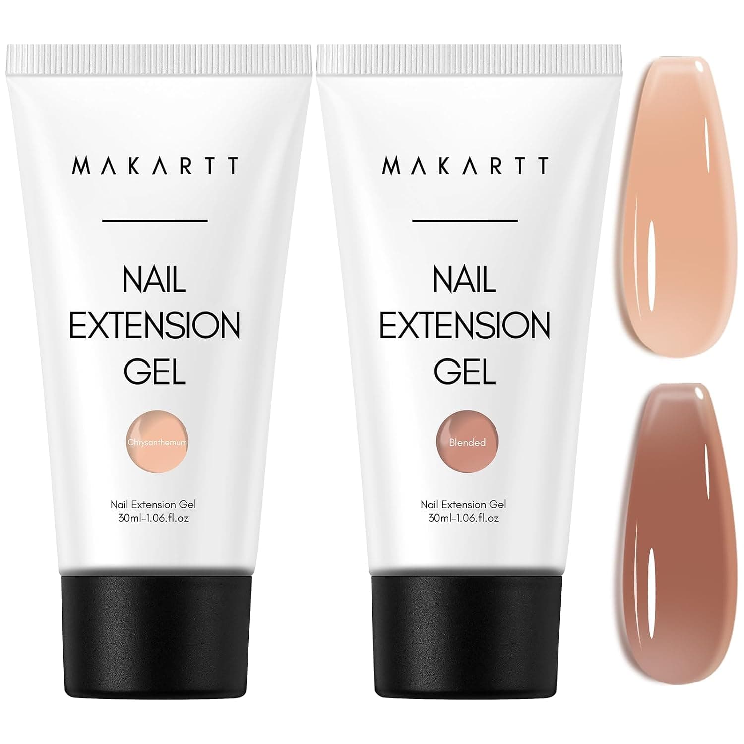 Makartt Poly Nail Gel Set: constructor de gel de almendra oscura y nude | Gel de extensión de uñas, desnudo neutro, fortalecedor de uñas, duradero, fácil de usar, hogar y salón, 2 piezas, 30 ml