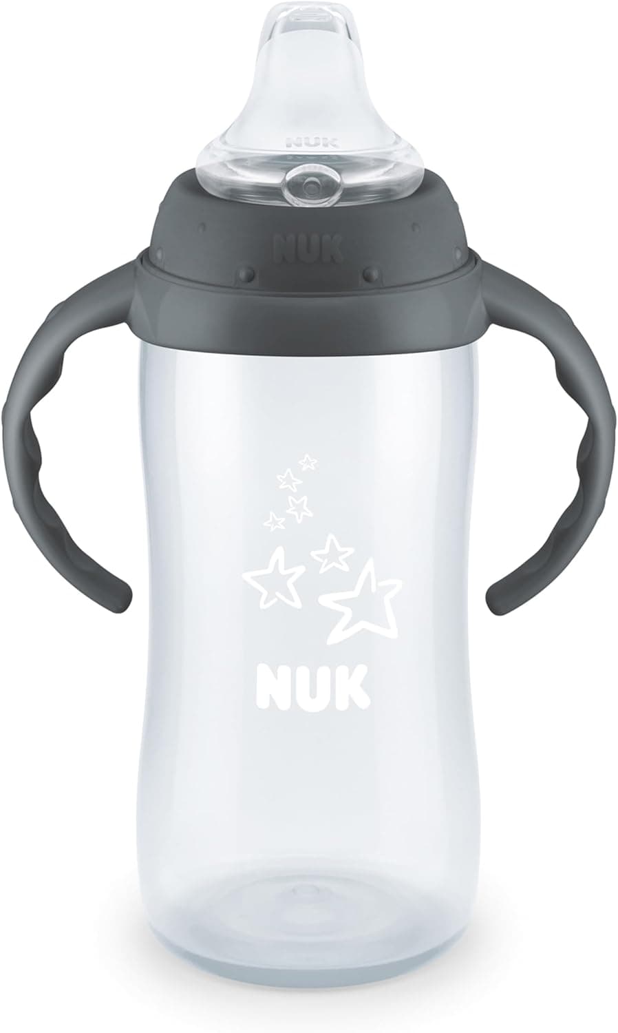 NUK Learner Cup, 10 onzas, Tritan Gray Star – BPA Free, Spill Proof Sippy Cup