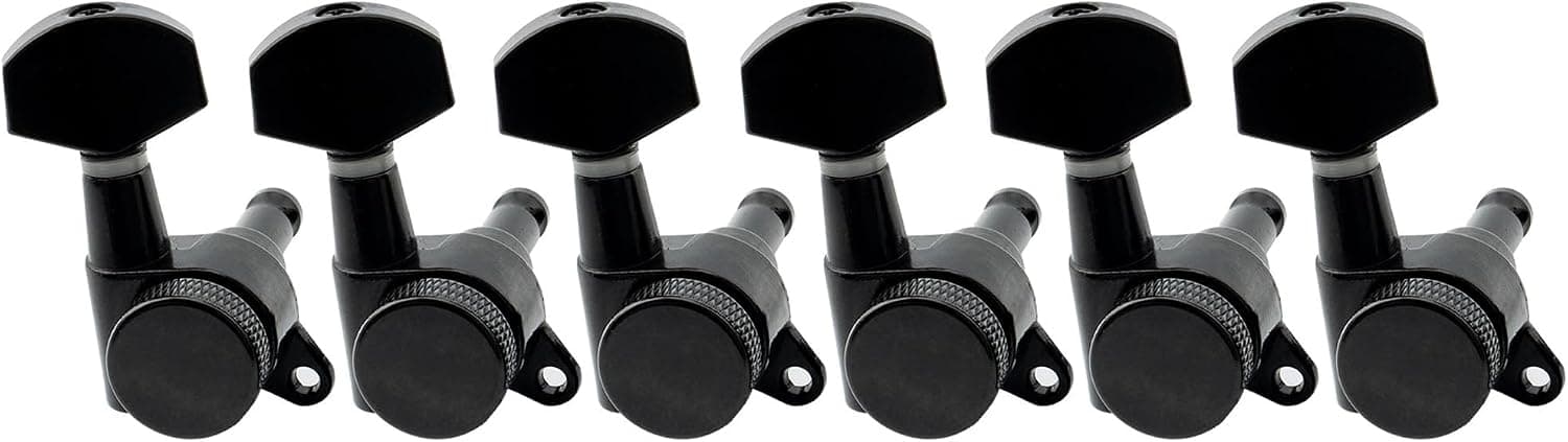 Musiclily Pro 6 en Línea Afinadores de Bloqueo para Guitarra Clavijas de Afinación Juego de Clavijas para Guitarra Estilo Strat Tele, Negro | Afinadores de bloqueo para guitarra eléctrica Fender Strat Tele Style