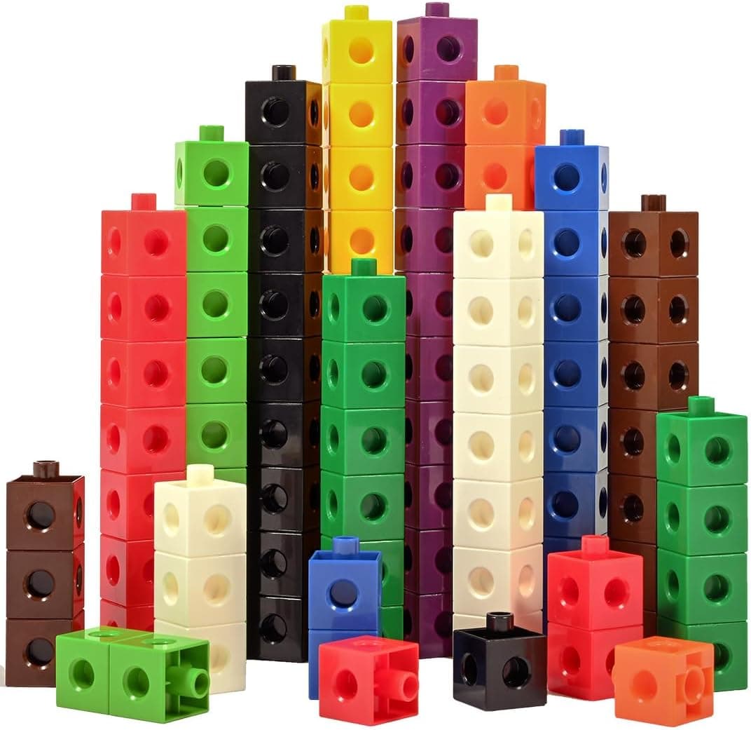 edxeducation Linking Cubes, Juego de 100, Cubos para contar, Juguetes para clasificar colores
