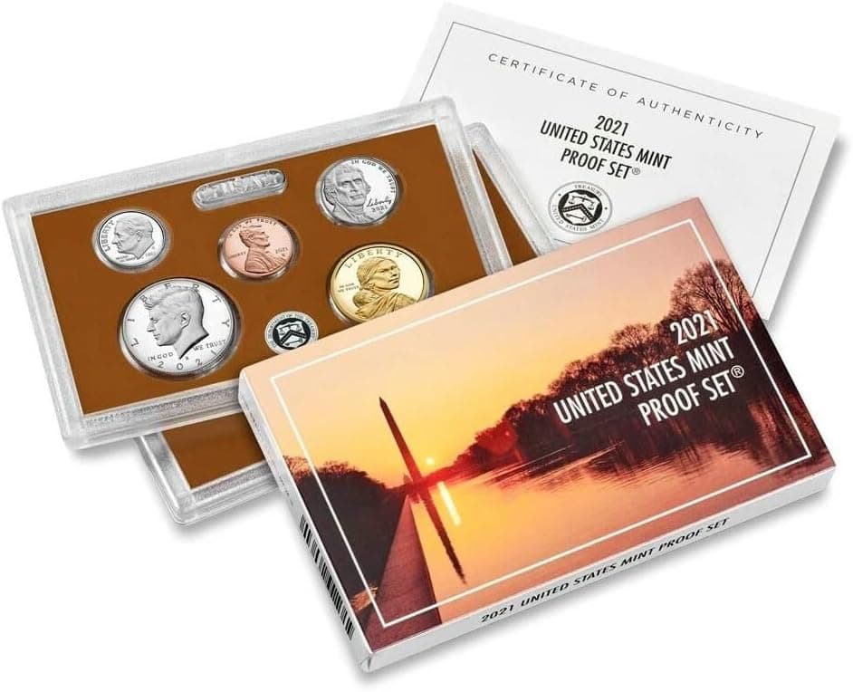 Conjunto de prueba de la Casa de la Moneda de los Estados Unidos 2021 con certificado de autenticidad, 7 monedas en vitrina, colección conmemorativa oficial de EE. UU.