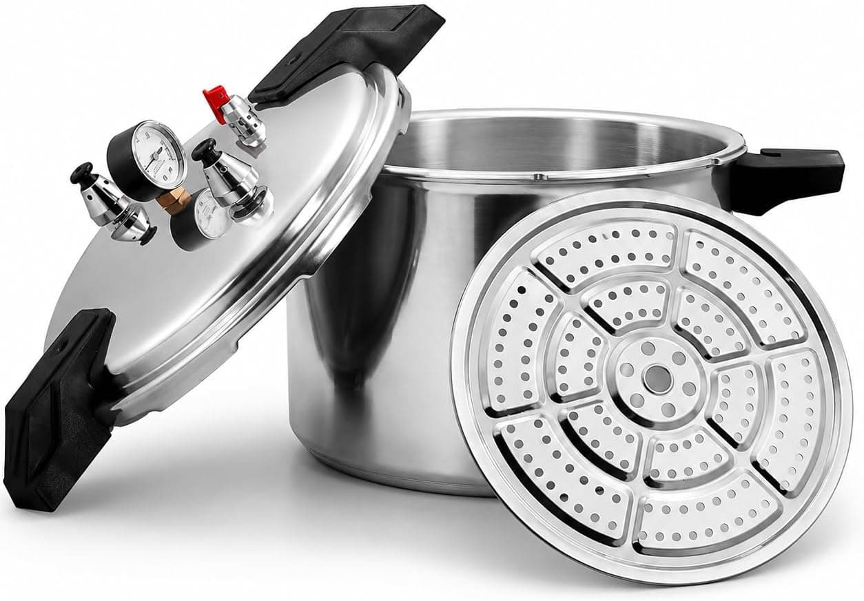 Barton 16-Quart Pressure Cooker & Pressure Canner, Aluminum Canning Pot with Pressure Gauge, Cooking Rack, Quick Pressure Release Valve, Home Food Preservation