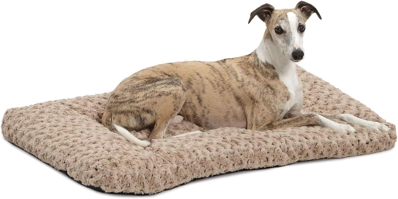 MidWest Homes for Pets Intermediate QuietTime Deluxe Mocha Ombré Swirl Cama de felpa para mascotas, lavable a máquina, parte inferior antideslizante, alfombrilla suave para cajas de 36 pulgadas