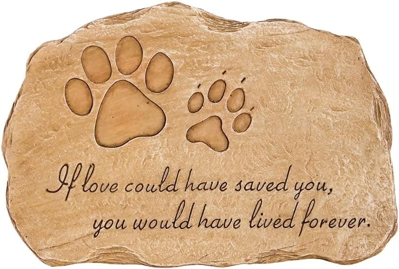 Evergreen Garden Huella de mascota Si el amor podría haberte salvado Piedra conmemorativa del jardín | Caja fuerte al aire libre | 12 pulgadas | Puente del arco iris | Recuerdo del amor perdido