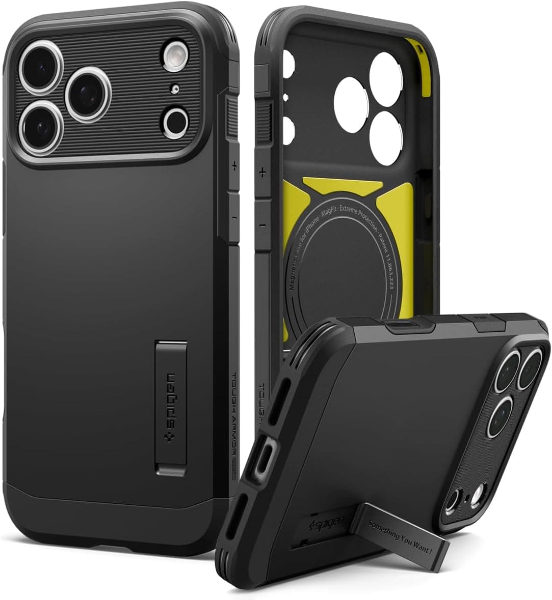 Funda Spigen para iPhone 17 Pro, Tough Armor T MagFit [Botón de control de cámara] [Compatible con Magsafe] - Negro