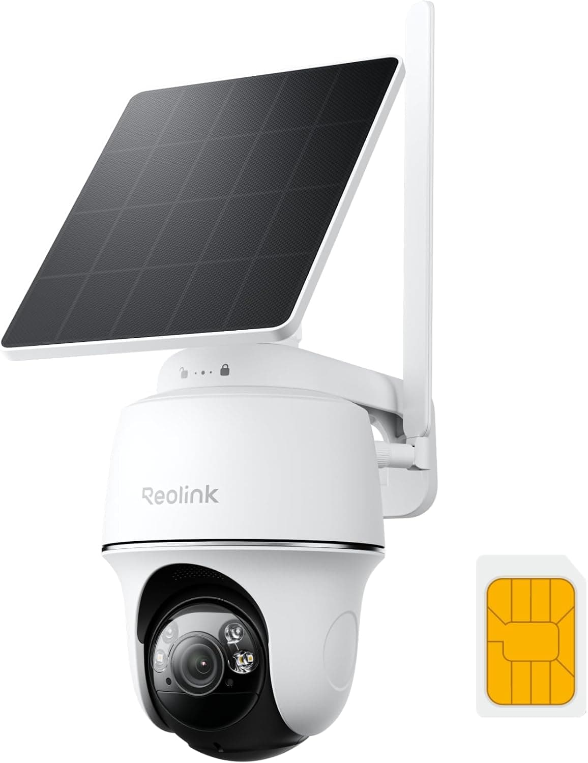 REOLINK Cámara solar celular 4G LTE de 5 MP inalámbrica para exteriores, giro e inclinación de 360° con seguimiento automático, tarjeta SD Sim+32 GB incluida, visión nocturna en color, detección inteligente de IA, Go PT Plus+panel solar | Tarjeta SIM incluida, No se necesita WiFi, Pan-Tilt de 360°, Visión nocturna en color, Detección inteligente de IA, Alimentación solar continua, Fácil configuración