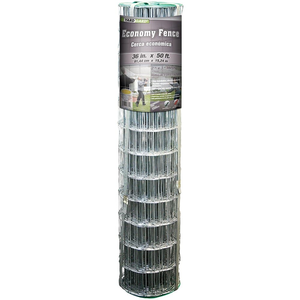 YARDGARD Rollo de cerca de alambre soldado de malla de 2 pulgadas x 3 pulgadas, 36 pulgadas x 50 pies, cerca de acero galvanizado calibre 16 para recintos de animales, protección de jardines y cercas de propiedad