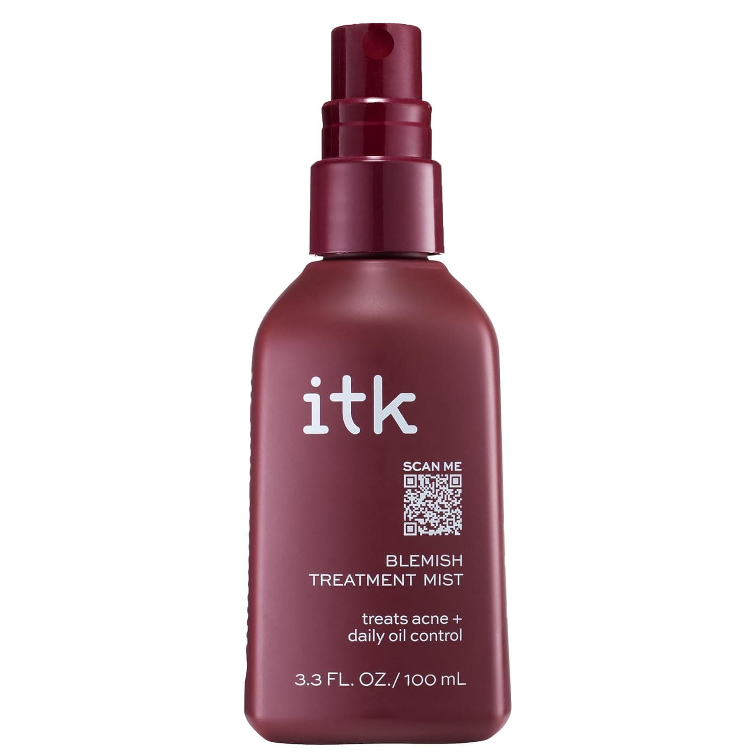 ITK Skincare Spray de ácido salicílico al 2% para acné facial y corporal - Tratamiento para combatir las imperfecciones para el acné corporal, bacné, puntos negros, espinillas e imperfecciones - BHA Blemish Facial Mist Post Workout - Botella de spray de 3.3 oz